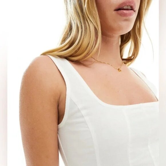 ASOS DESIGN seamed mini tennis sundress in ivory white - Picture 3 of 11